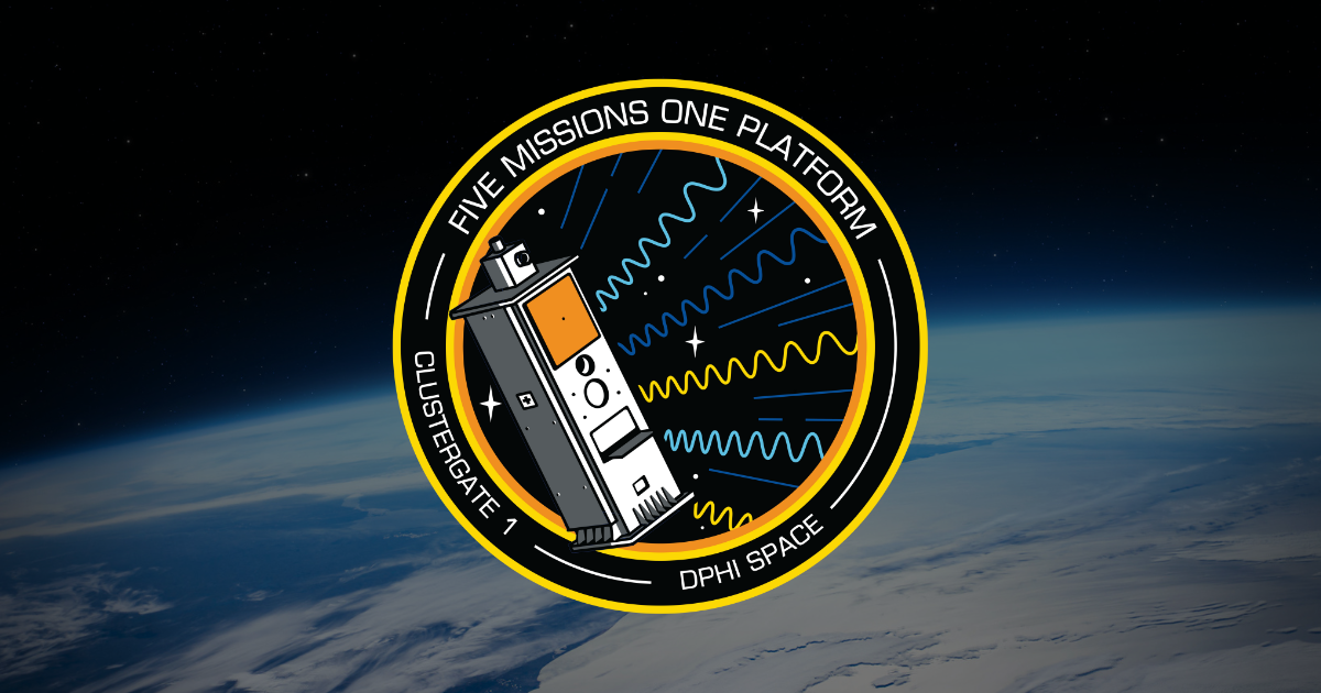 Clustergate-1 mission patch showing Five Missions One Platform
